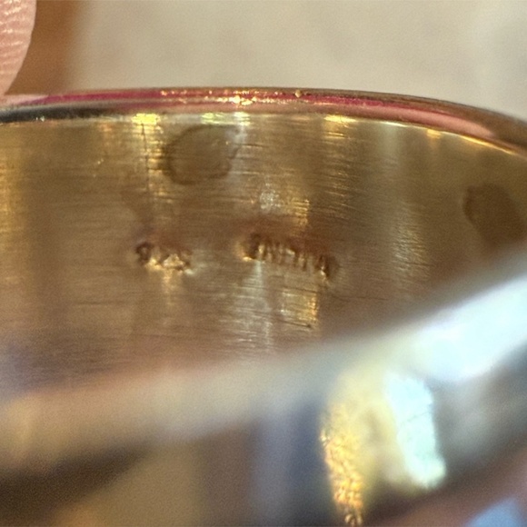 Vintage Sterling Silver Mixed Metal Spinner Ring w/ Blue Stone Boho Design 7.5 - Picture 5 of 6